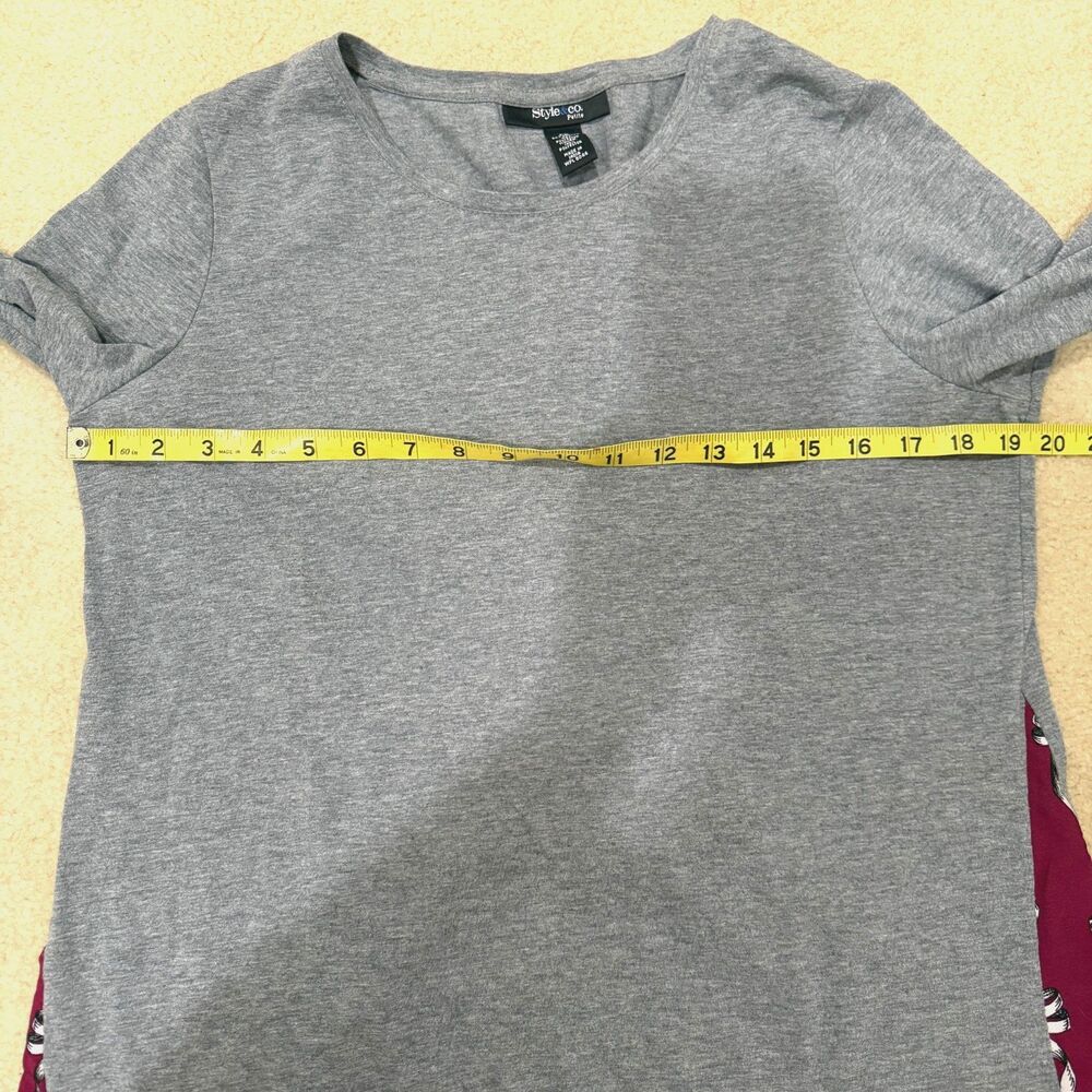 Style & Co Women's 3/4 Sleeve Gray Knit Top Flowy Panel Bottom Cinched Back PL - Picture 5 of 7